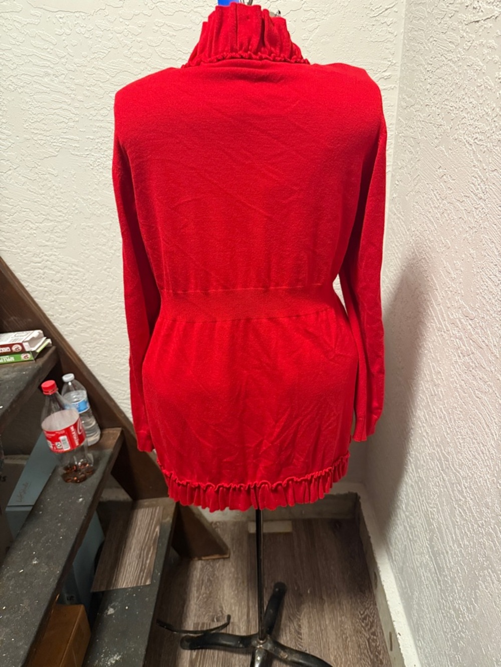 Addison Michelle Red Ruffle Trim Open Cardigan - Picture 4 of 6